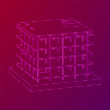 Building under construction wireframe Ilustración de archivo