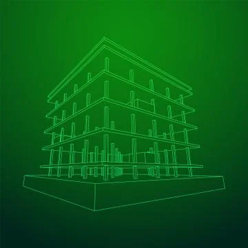 Building under construction wireframe Ilustración de archivo
