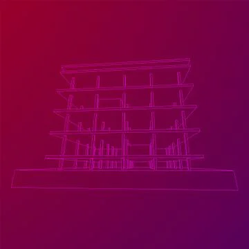 Building under construction wireframe Ilustración de archivo