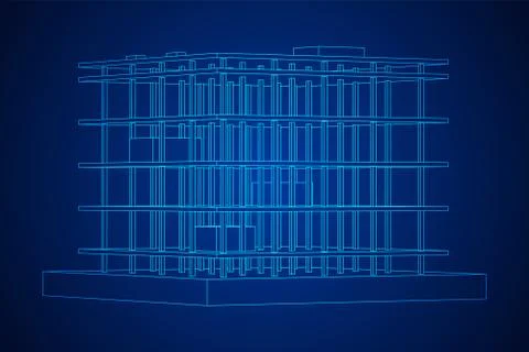 Building under construction wireframe Ilustración de archivo