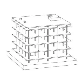 Building under construction wireframe Ilustración de archivo