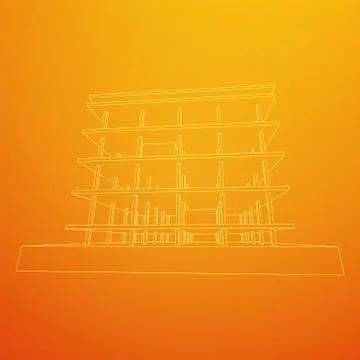 Building under construction wireframe Ilustración de archivo