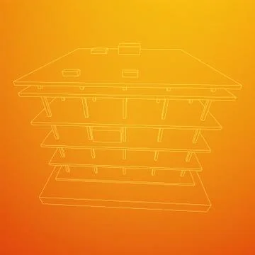 Building under construction wireframe Ilustración de archivo