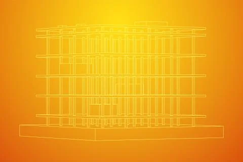 Building under construction wireframe Illustrazione stock