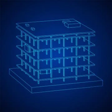 Building under construction wireframe Ilustración de archivo