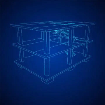 Building under construction wireframe Ilustración de archivo