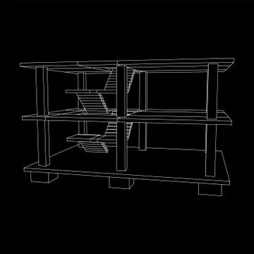 Building under construction wireframe Ilustración de archivo