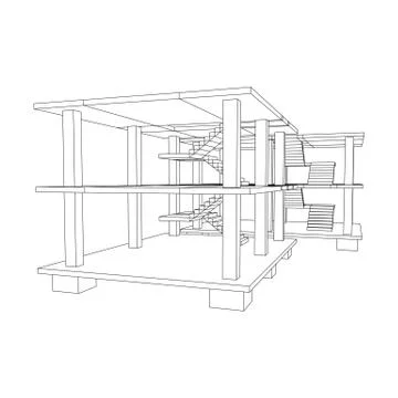 Building under construction wireframe Ilustración de archivo