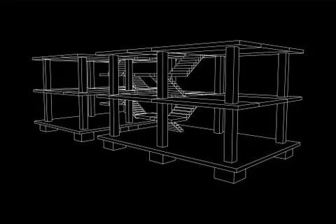 Building under construction wireframe Ilustración de archivo
