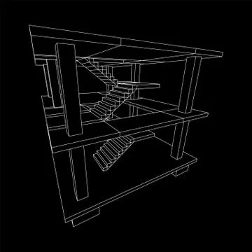 Building under construction wireframe Ilustración de archivo