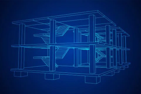 Building under construction wireframe Ilustración de archivo