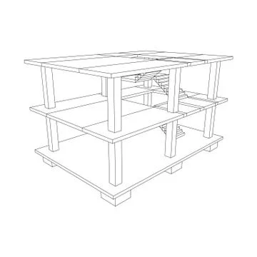 Building under construction wireframe Ilustración de archivo