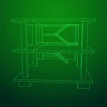 Building under construction wireframe Ilustración de archivo