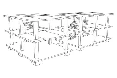 Building under construction wireframe Ilustración de archivo