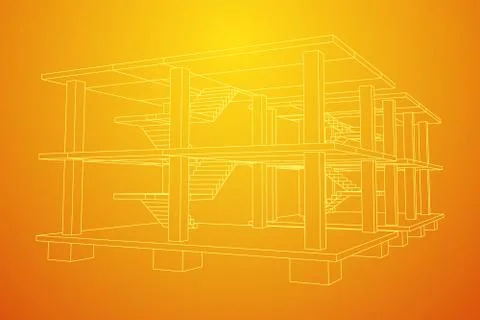 Building under construction wireframe Stock Illustration