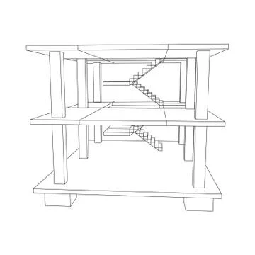 Building under construction wireframe Ilustración de archivo
