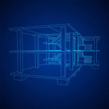 Building under construction wireframe Ilustración de archivo