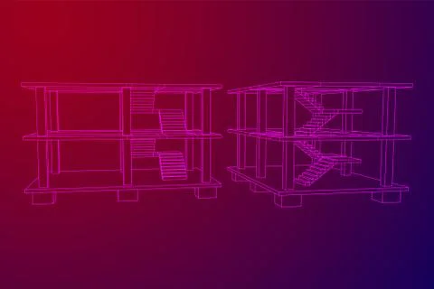 Building under construction wireframe Ilustración de archivo
