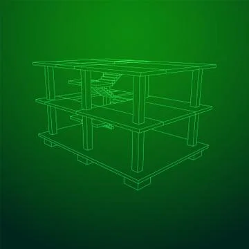 Building under construction wireframe Ilustración de archivo