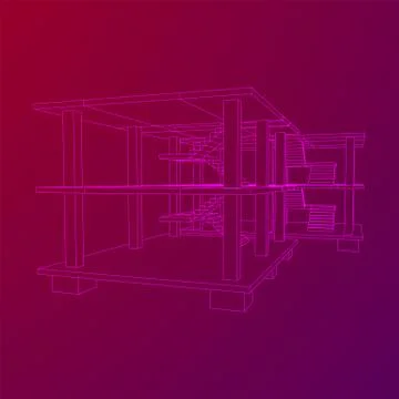 Building under construction wireframe Ilustración de archivo