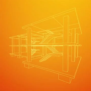 Building under construction wireframe Ilustración de archivo