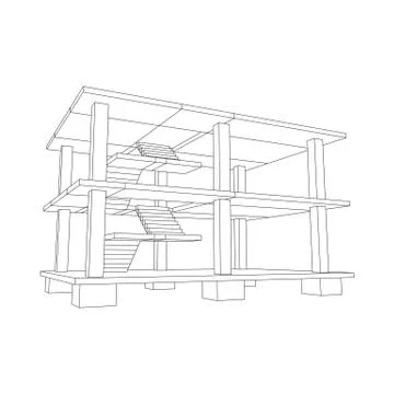 Building under construction wireframe Ilustración de archivo