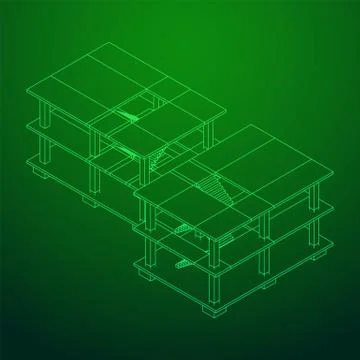 Building under construction wireframe Ilustración de archivo