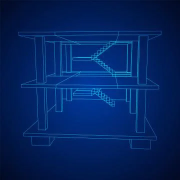 Building under construction wireframe Ilustración de archivo