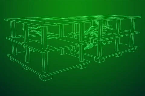 Building under construction wireframe Ilustración de archivo