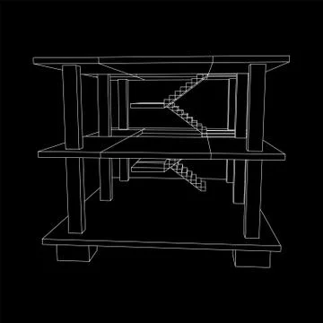 Building under construction wireframe Ilustración de archivo