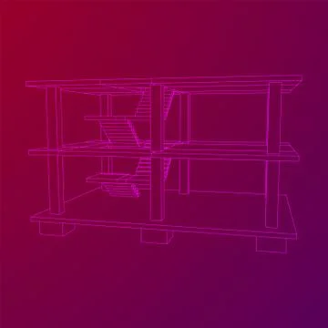 Building under construction wireframe Ilustración de archivo