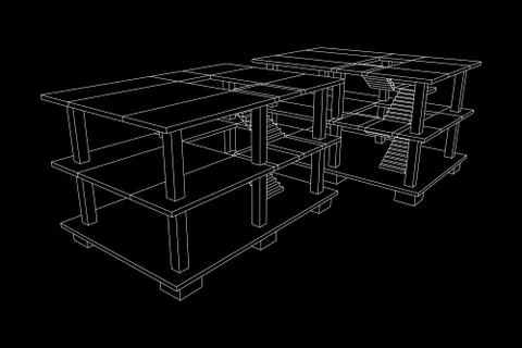 Building under construction wireframe Ilustración de archivo