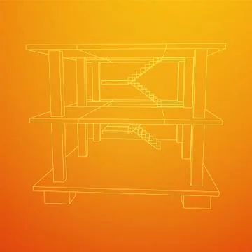Building under construction wireframe Ilustración de archivo