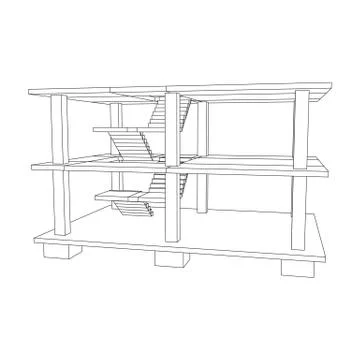 Building under construction wireframe Ilustración de archivo