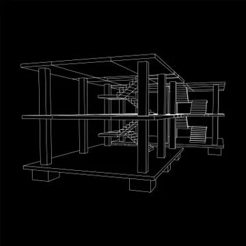 Building under construction wireframe Ilustración de archivo