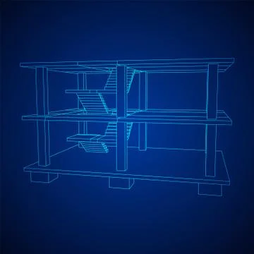 Building under construction wireframe Ilustración de archivo