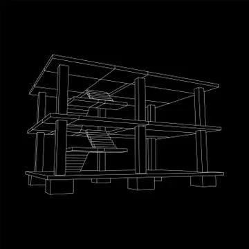 Building under construction wireframe Ilustración de archivo