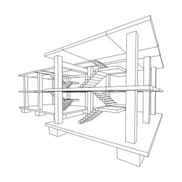 Building under construction wireframe Ilustración de archivo