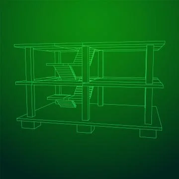 Building under construction wireframe Ilustración de archivo