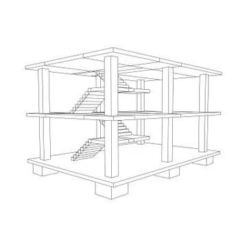 Building under construction wireframe Ilustración de archivo