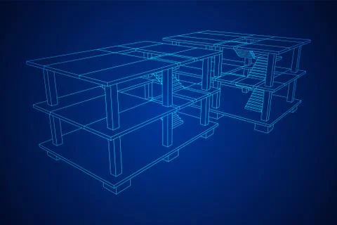 Building under construction wireframe Ilustración de archivo
