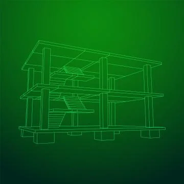 Building under construction wireframe Ilustración de archivo