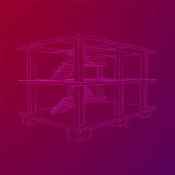 Building under construction wireframe Ilustración de archivo