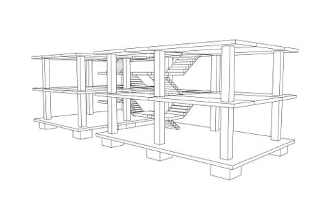 Building under construction wireframe Ilustración de archivo