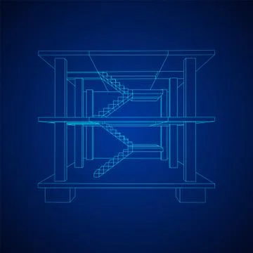 Building under construction wireframe Ilustración de archivo