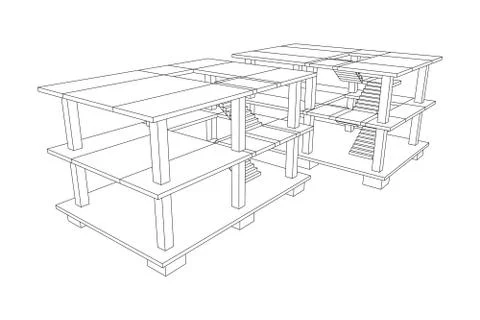 Building under construction wireframe Ilustración de archivo