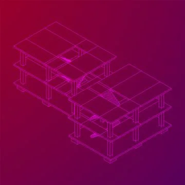 Building under construction wireframe Ilustración de archivo