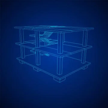 Building under construction wireframe Ilustración de archivo