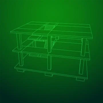 Building under construction wireframe Ilustración de archivo