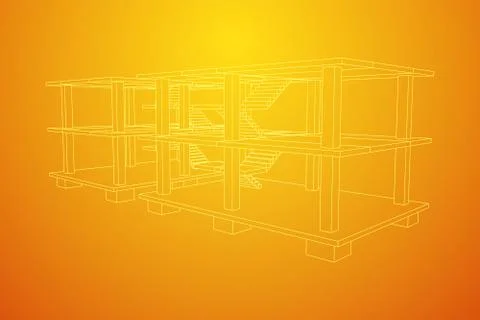 Building under construction wireframe Ilustración de archivo